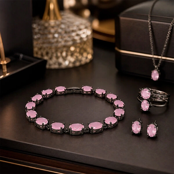 Pulseira Patagônia Cristal Rose Black Rhodium