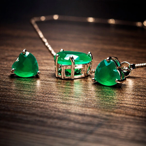 Colar Crystal Cor Esmeralda Ouro Branco