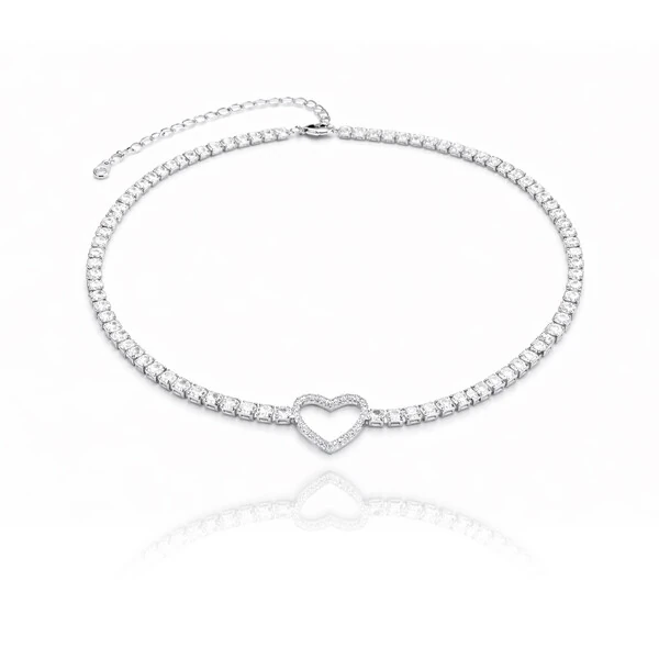 Colar Choker Heart Ouro Branco