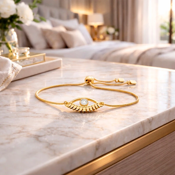 Pulseira Mística com Olho Grego em Cristal Ouro Amarelo 18K