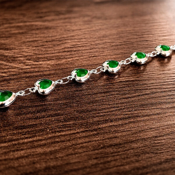 Pulseira Mosaico Rinascita Verde em Aço Inox