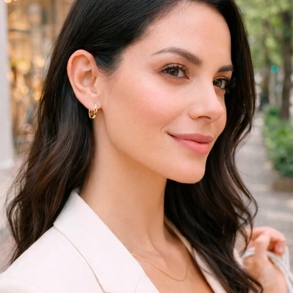 Brinco Argola Lisa Brunette Little Ouro Amarelo 18K