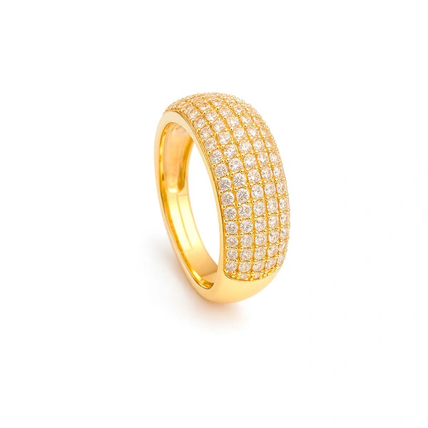Anel Pavê Five Ouro Amarelo 18K