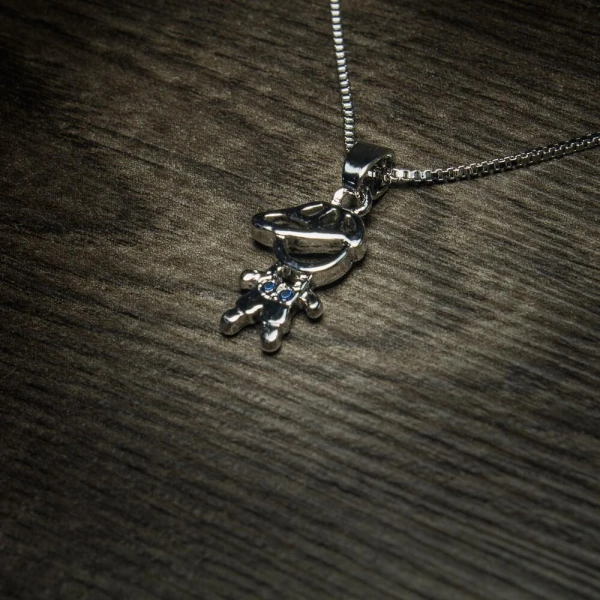 Colar Menino com Micro Zircônia Azul Ouro Branco
