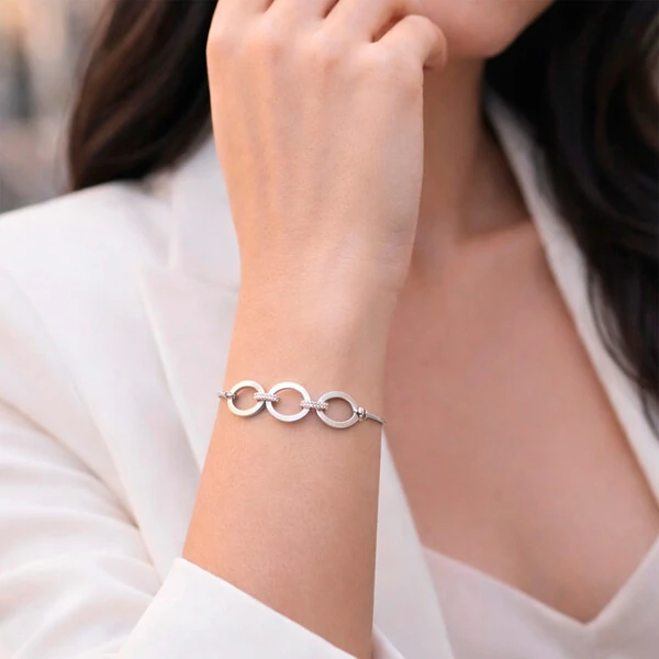 Pulseira Elos do Destino Ajustável Ouro Branco