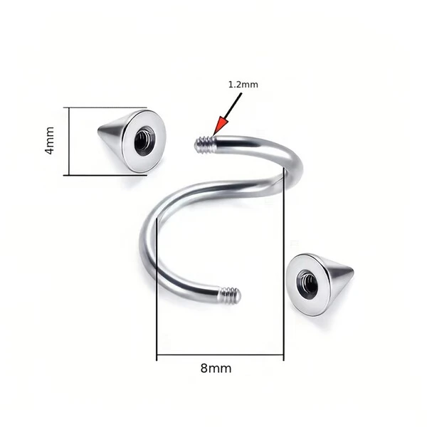 Piercing Espiral Twister Flecha Aço Inox Cirurgico