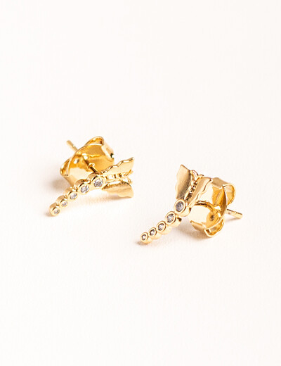 Brinco Melinda Borboleta Cristal Dourado