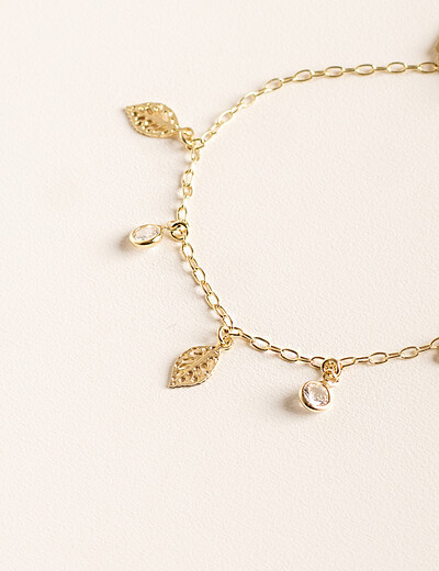 Pulseira Melinda Taylor Folhinhas e Zircônia Dourado