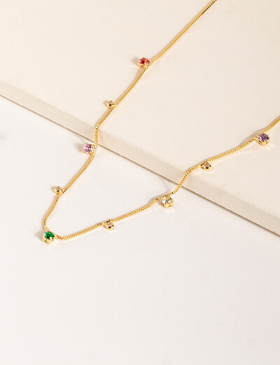 Colar Melinda Multi Zircônia Color Banhado a Ouro 18k