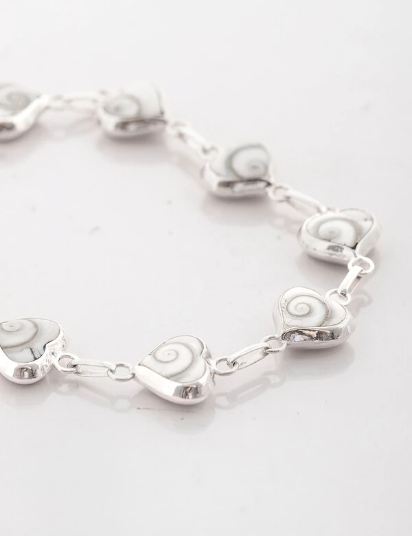 Pulseira Coração Madrepérola Mescla Prata 925