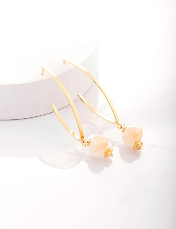 Brinco Argola V Cristal Nude Dourado