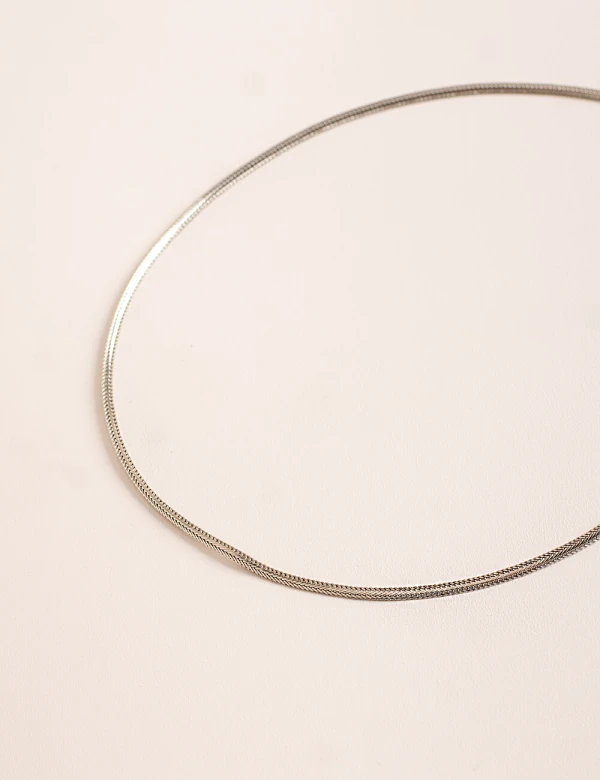 Colar Choker Veneziana Dupla Prateado