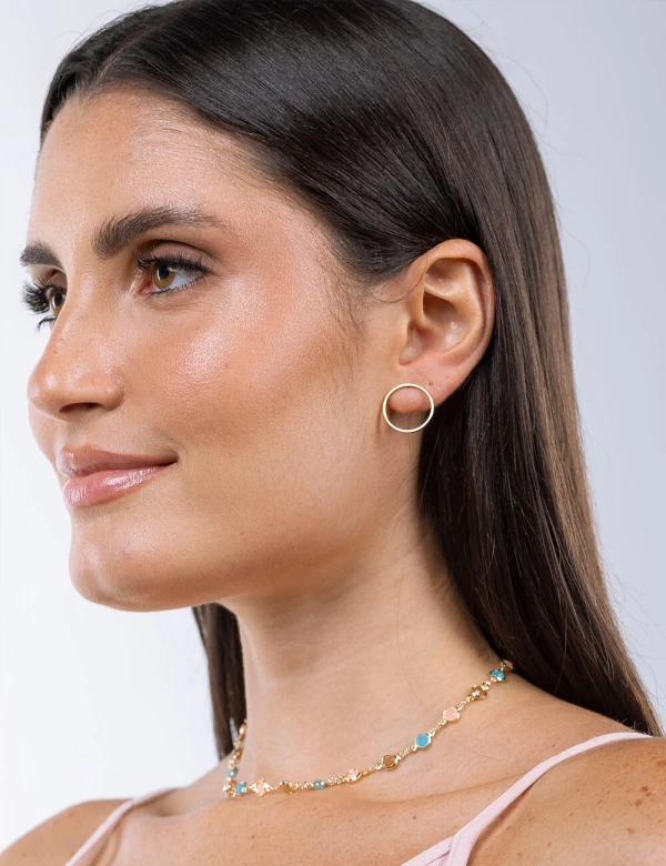 Brinco Aro Liso Banhado a Ouro 18k