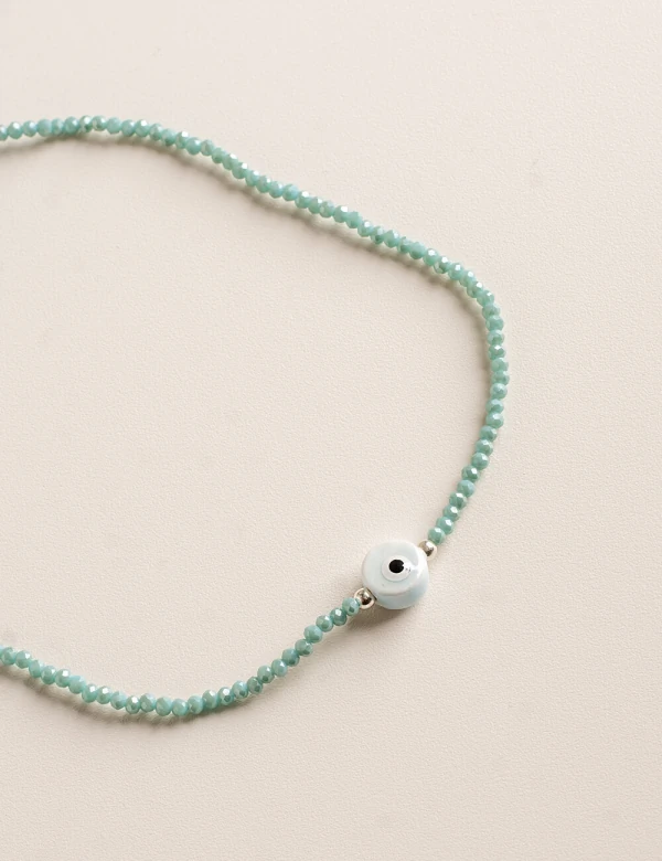 Colar Melinda Choker Olho Grego Porcelana Prata 925