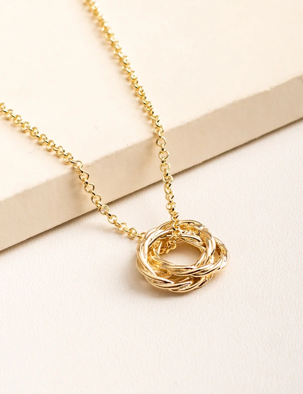 Colar Melinda Círculos Entrelaçados Banhado a Ouro 18k