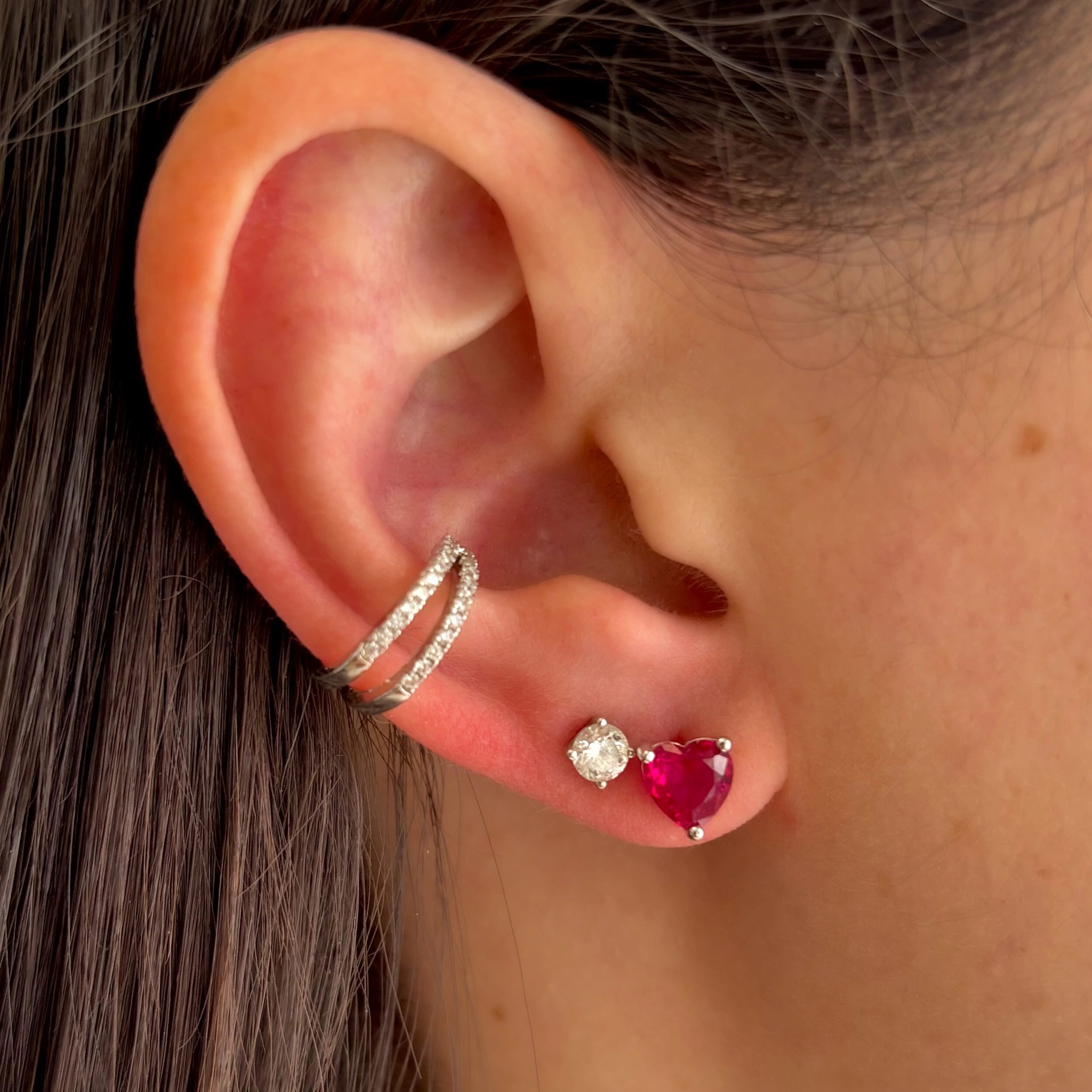 FotoBrinco mini coração zircônia turmalina pink prata 925