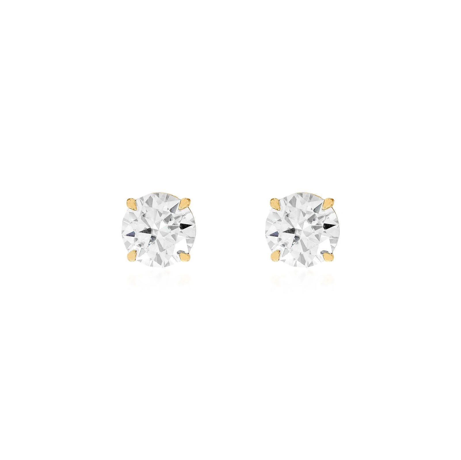 FotoBrinco solitário ponto de luz Moissanite prata 925 banho ouro (8.0mm)