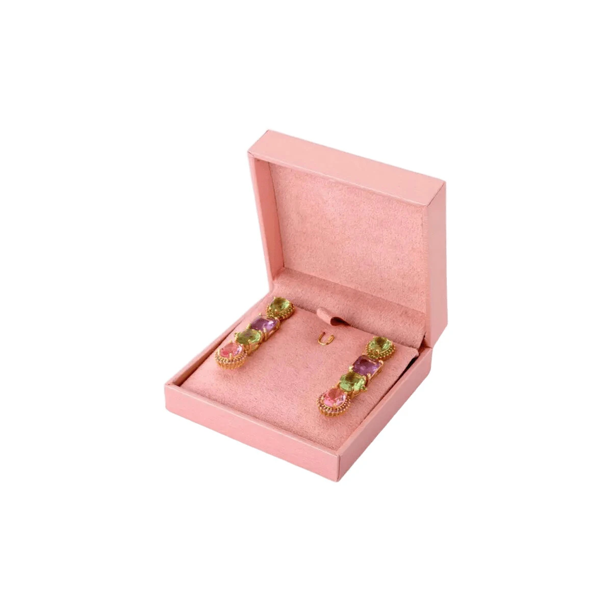 FotoCaixinha quadrada para presente em courino e veludo (rosa)