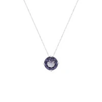Colar ponto de luz zircônia tanzanita ródio branco (8mm)
