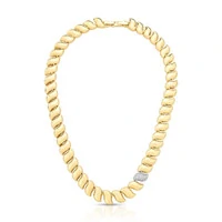 Colar Pulse elos curvos lisos e cravejado ouro