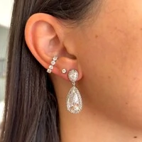 Brinco Harbour gota zircônias brancas ródio branco