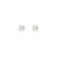 Brinco solitário ponto de luz Moissanite 1.0ct prata 925 banho ouro (6.5mm)