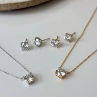 Colar ponto de luz Moissanite 1.0ct prata 925 banho ouro (6.5mm)