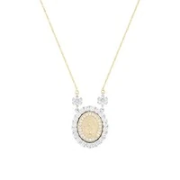 Colar medalha Nossa Senhora das Graças cravejado ouro/ródio branco