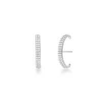 Brinco ear hook Arc zircônias brancas prata 925
