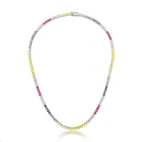 Colar classic riviera zircônias coloridas ródio branco