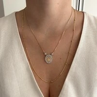 Colar medalha Nossa Senhora das Graças cravejado ouro/ródio branco