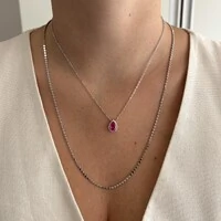 Colar Paty gota zircônia turmalina pink ródio branco