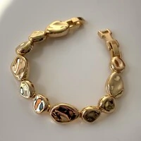 Pulseira bracelete Vega orgânico liso ouro