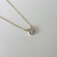Colar ponto de luz Moissanite 1.0ct prata 925 banho ouro (6.5mm)