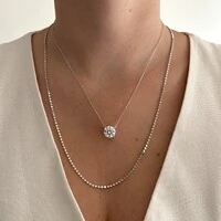 Colar redondo ponto luz Moissanite 11mm prata 925