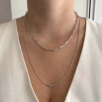 Colar Evie elos retangulares lisos ródio branco