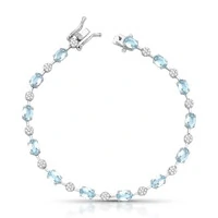 Pulseira riviera Anna zircônias água marinha ródio branco