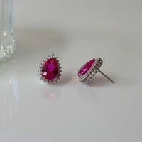 Brinco Lola gota zircônia turmalina pink prata 925