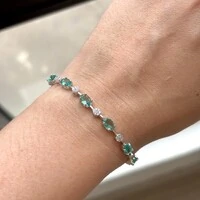 Pulseira riviera Anna zircônias esmeralda colombiana ródio branco