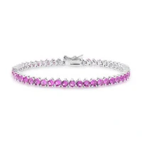 Pulseira classic riviera zircônias turmalina pink ródio branco