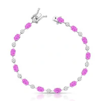 Pulseira riviera Anna zircônias turmalina pink ródio branco