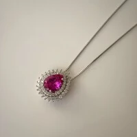 Colar gota Holly zircônia turmalina pink prata 925