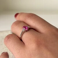 Anel Liana gota zircônia turmalina pink prata 925