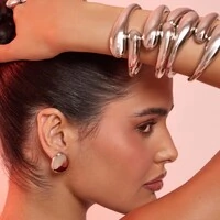 Pulseira bracelete Florence liso ródio branco