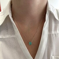 Colar oval Sasha esmeralda colombiana fusion ródio branco