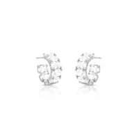 Brinco meia argola Kim zircônias brancas ródio branco