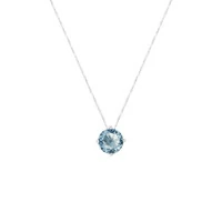 Colar ponto de luz zircônia água marinha ródio branco (6mm)