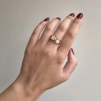 Anel Groove Moissanite prata 925 banho ouro