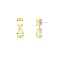 Brinco Aurora zircônias fancy yellow ródio branco