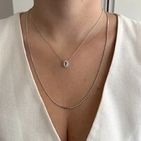 Colar Winnie oval zircônia água marinha ródio branco